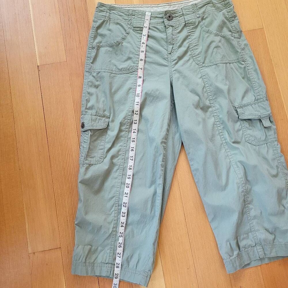 Y2K olive army green cargo capris khakis & co‎ size 6 utility gorpcore - Picture 9 of 12